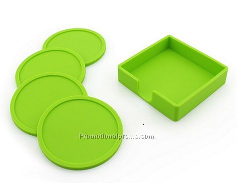 5pcs Set Round 10cm Silicone Coaster Thick Silicone Insulation Non-slip Coasters