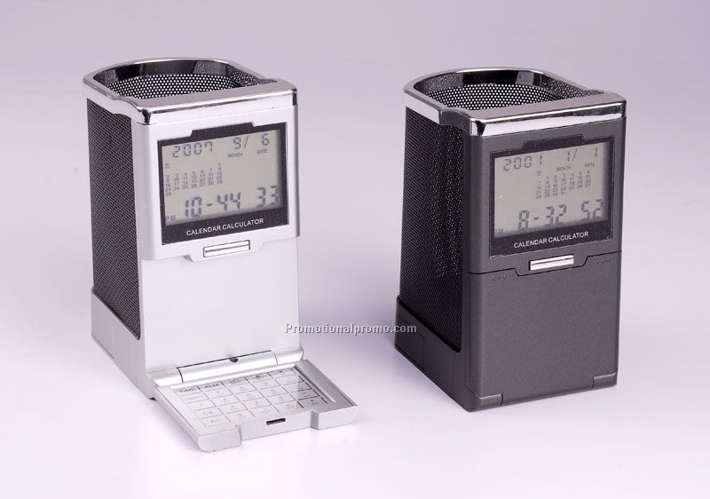 LCD Clock/Calender with Pen Holder
