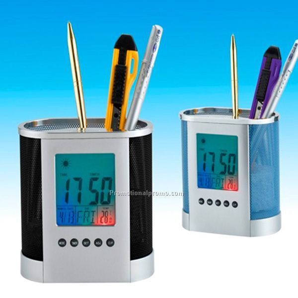 Pen Holder with LCD alarm clock