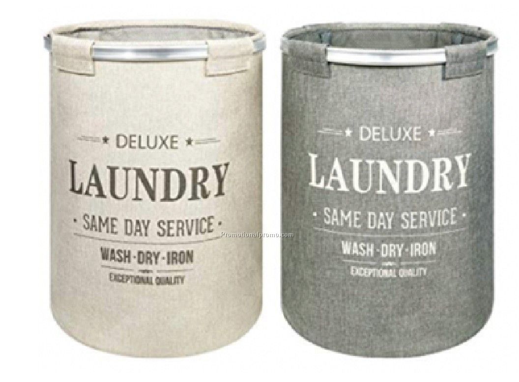 Round Foldable Laundry Basket with 2 Compartments