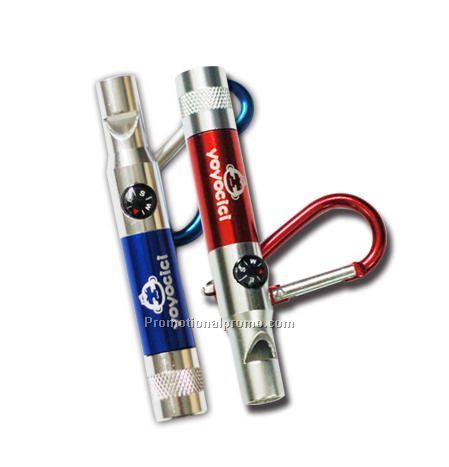 LED whistle carabiner keychain