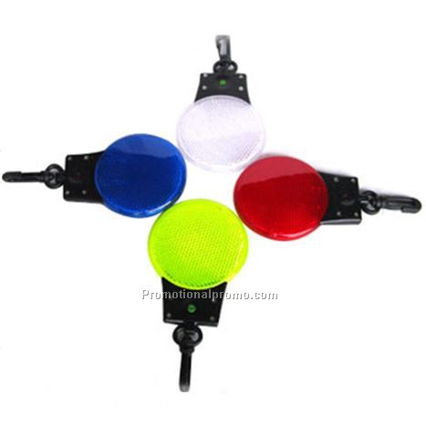 Round Tri-function Blinking Light Reflector LED Keychain