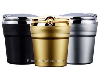 Hot selling customized portable mini car vehicle cigarette cigar ashtray with blue LED light with lid