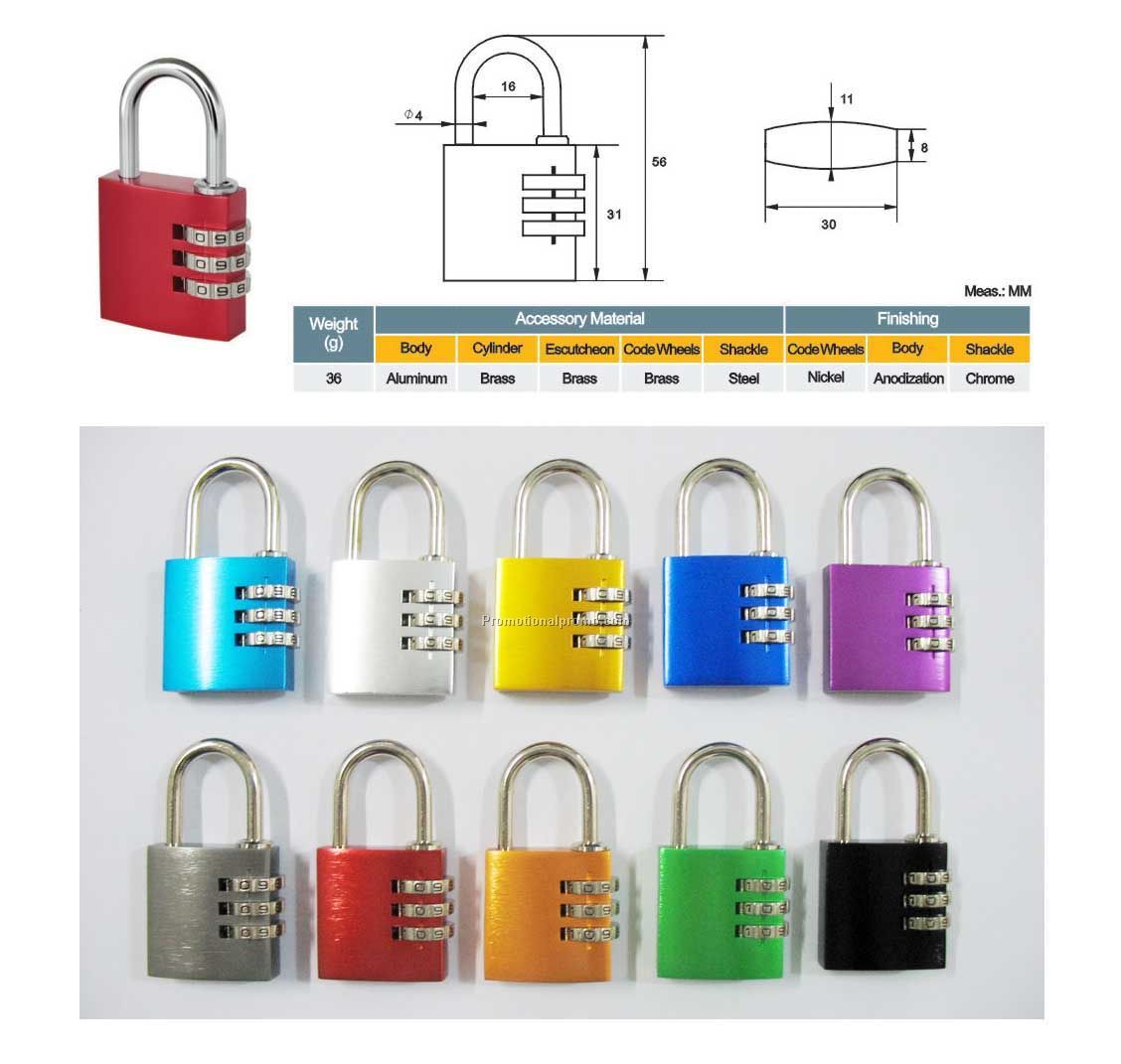 Combination lock with a 3-number combination