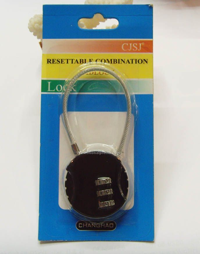 Combination lock with secure loop, create your own 3 digit combination