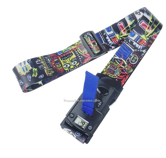 Promotional Printed Luggage belt with digital scale and luggage lock
