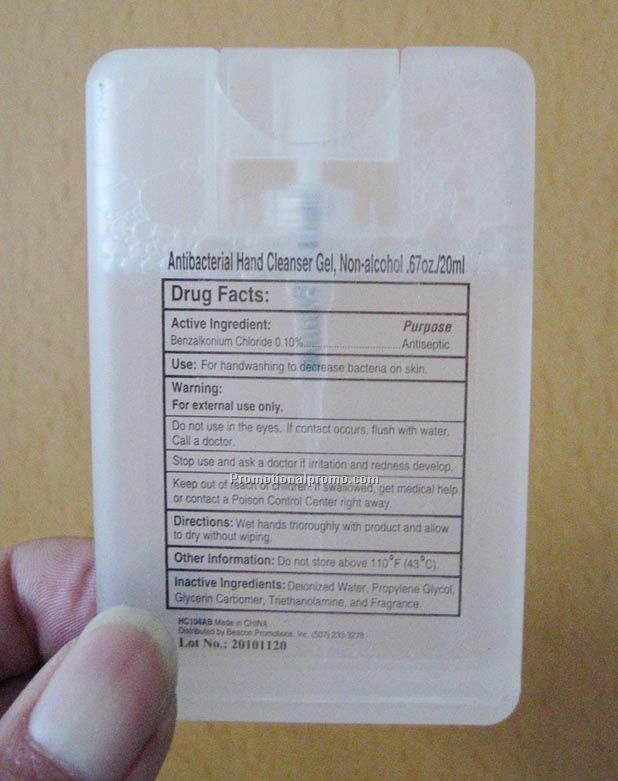 Credit Card Anti-Bacterial Hand Sanitizer Spray
