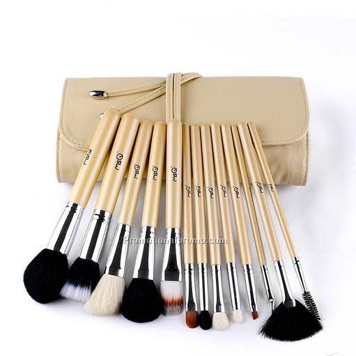 Wood handle make up brush, hot selling 13 pieces comestic brush