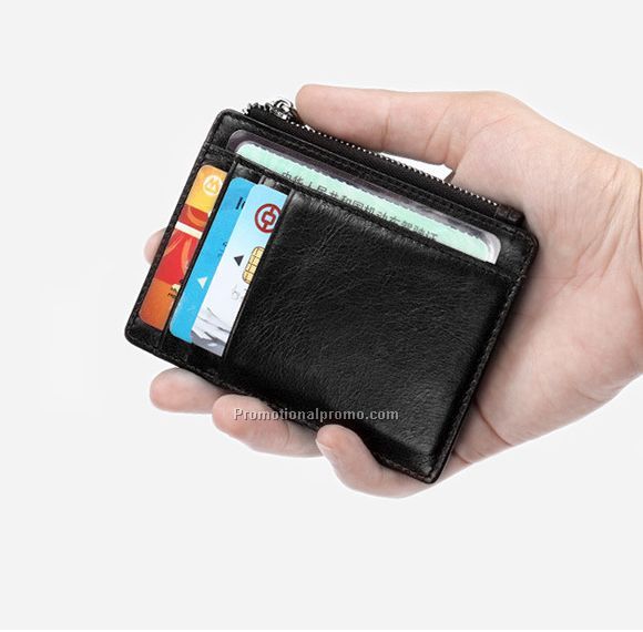 Full grain cow leather ultra-thin Mini card bag for men