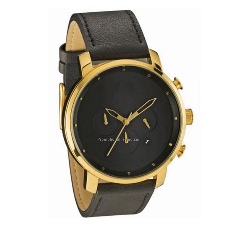 Waterproof 6 pin genuine leather strap men's watch