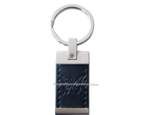 Rectangular Leather Metal keychain