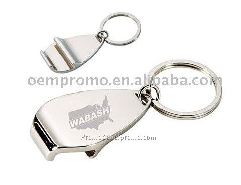 Polished Silver Bottle Opener Keychain, Alloy Keychain, Keyholder