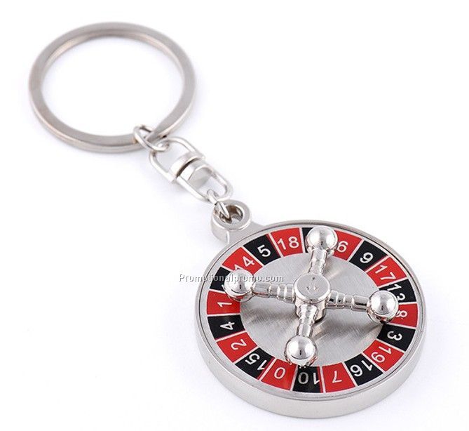 Metal key ring with a roulette wheel