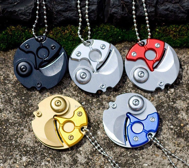 Mini coin folding knife with keychain, outdoor pocket keychain knives