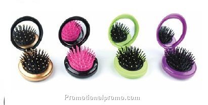 Oval shape hair brush with mirror