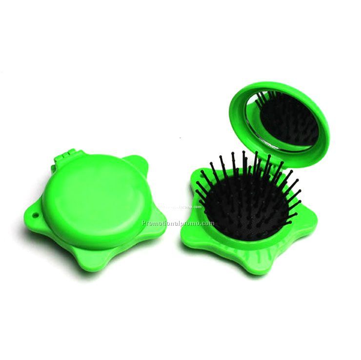 Star shaped mini hair brush with mirror