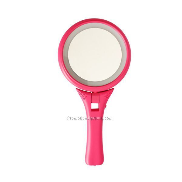 4.9 inches 1x/5x Magnification double sided LED lighted makeup mirror hand held mirror, tabletop mirror, folded mirror