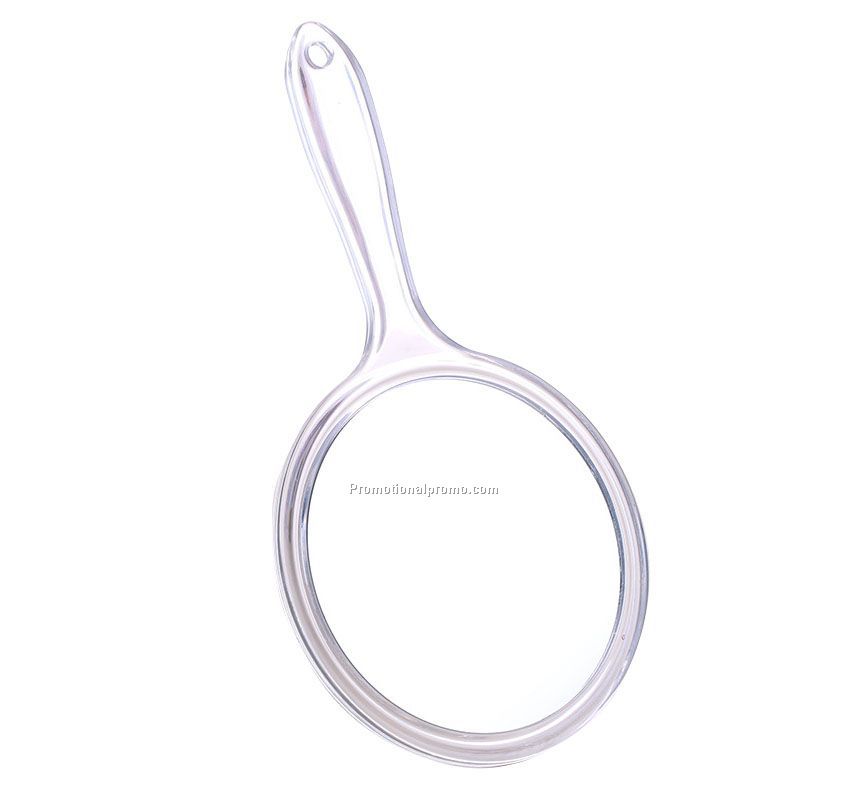 Round 14.6*27cm Transparent Plastic Handle Mirror