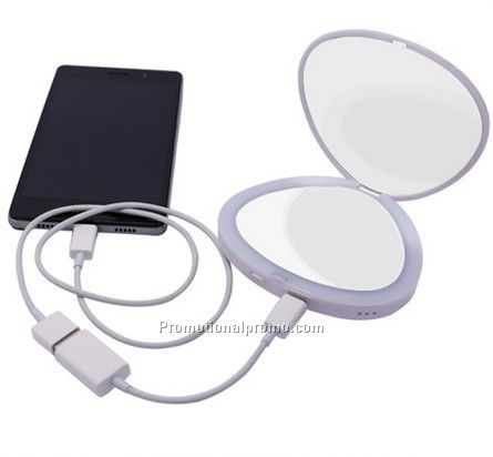 Multi-function shell shape LED mirror power bank