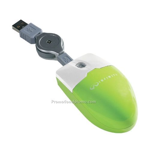 Mouse - Retractable Optical Mouse, 3.38" x 1.81" x 1.38"