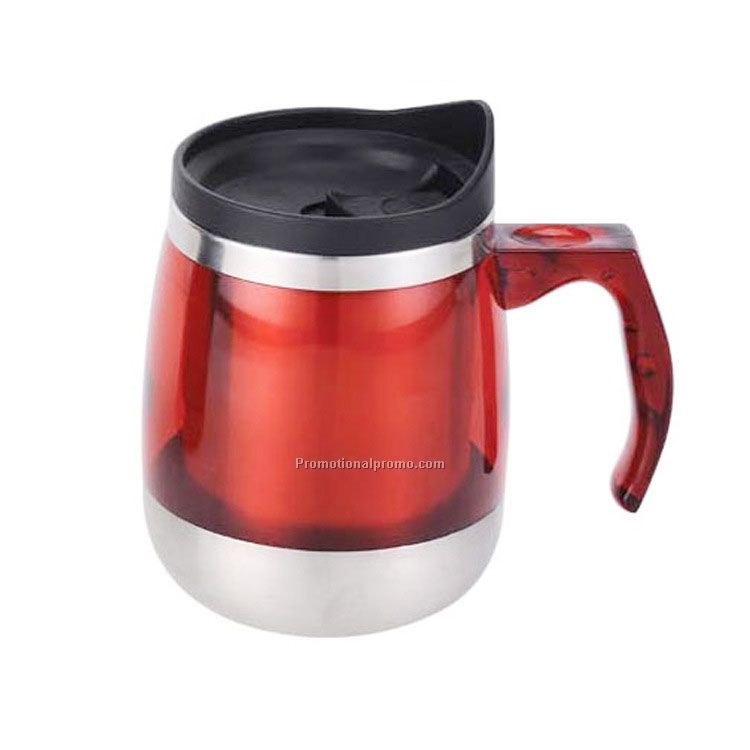 Stainless steel coffee mug with lid