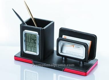 Modern Leather Penholder with Calendar