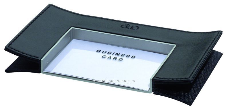 Leather & metal business card holder