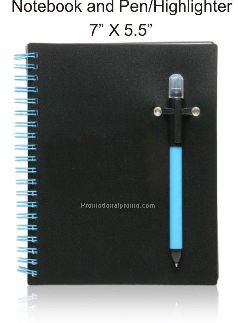 Notebook with highlighter ballpen