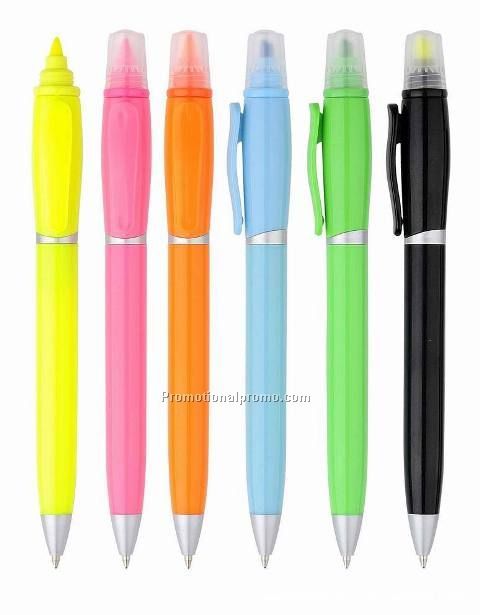 New design ballpoint pen with highlighter