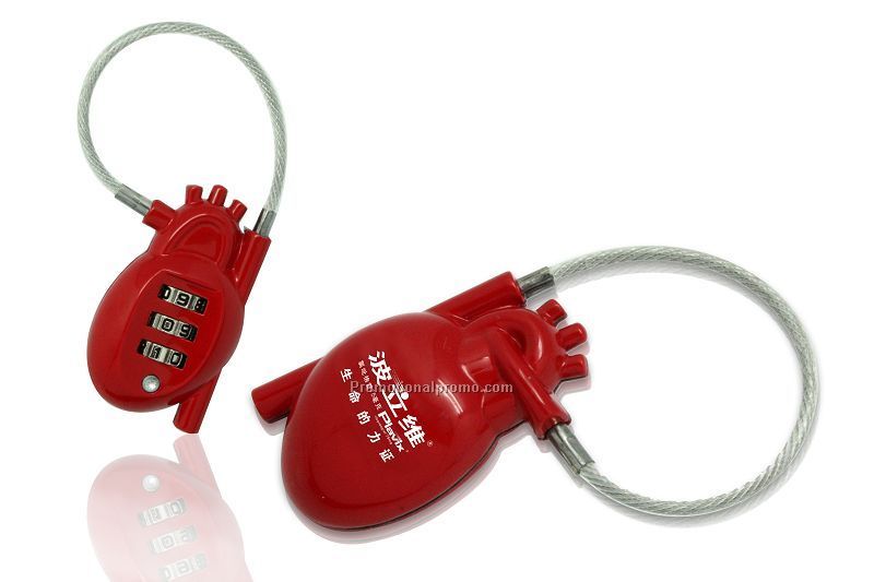 Heart shaped cable lock, Heart coded lock