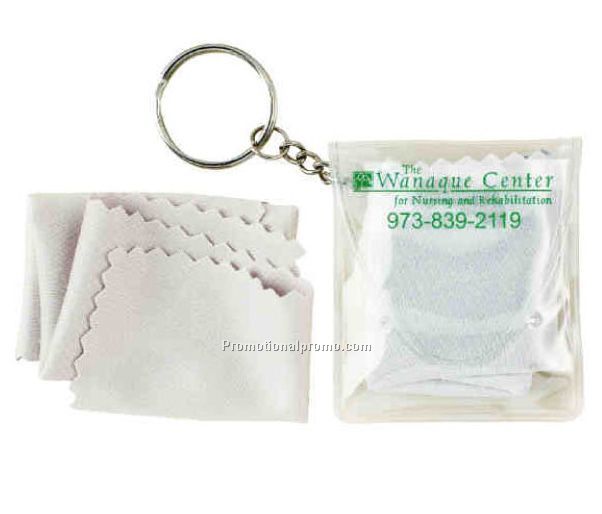 Lens cleaning cloth with PVC bag keychain