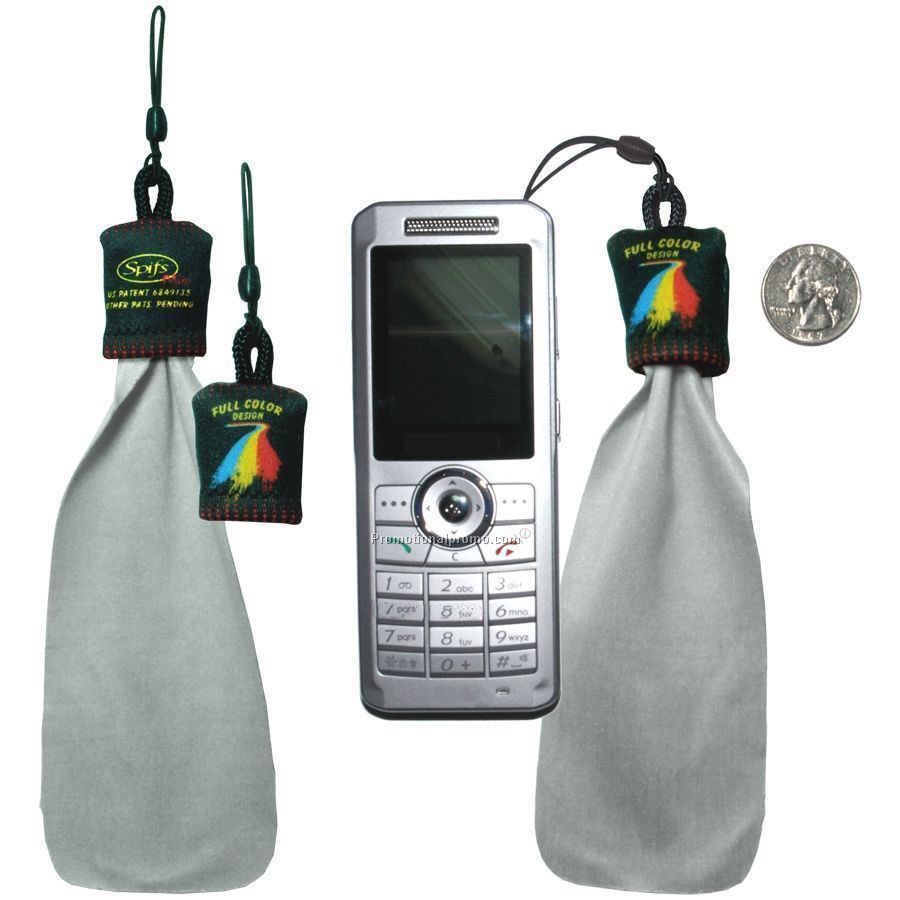 Mini Spifs Micro Fiber Lens Cloths W/ Cloth Sewn Into Pouch