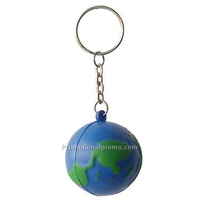 Globe Keychain Stress Ball, PU stress globe keychain