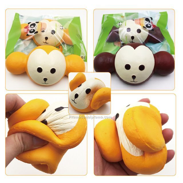 18CM Kawaii Jumbo Squishy Monkey Head Super Slow Rising Charm Scented Bread Cake Phone Straps Kids Toys Gift