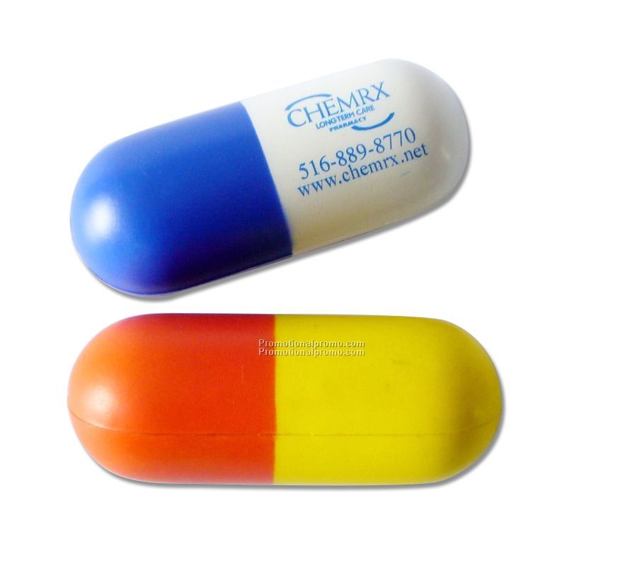 PU stress ball in pill shape, Capsule Stress Reliever