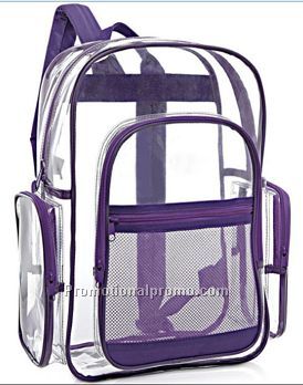 ECO  Large PVC Clear Backpack Adjustable School Daily Bag  Clear Transparent Cosmetic PVC Bags Multi-pockets School Outdoor Backpack
