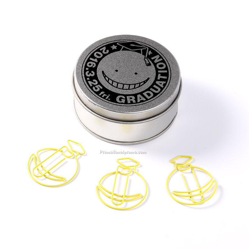 Customize Shape Paper Clip with round tin box package