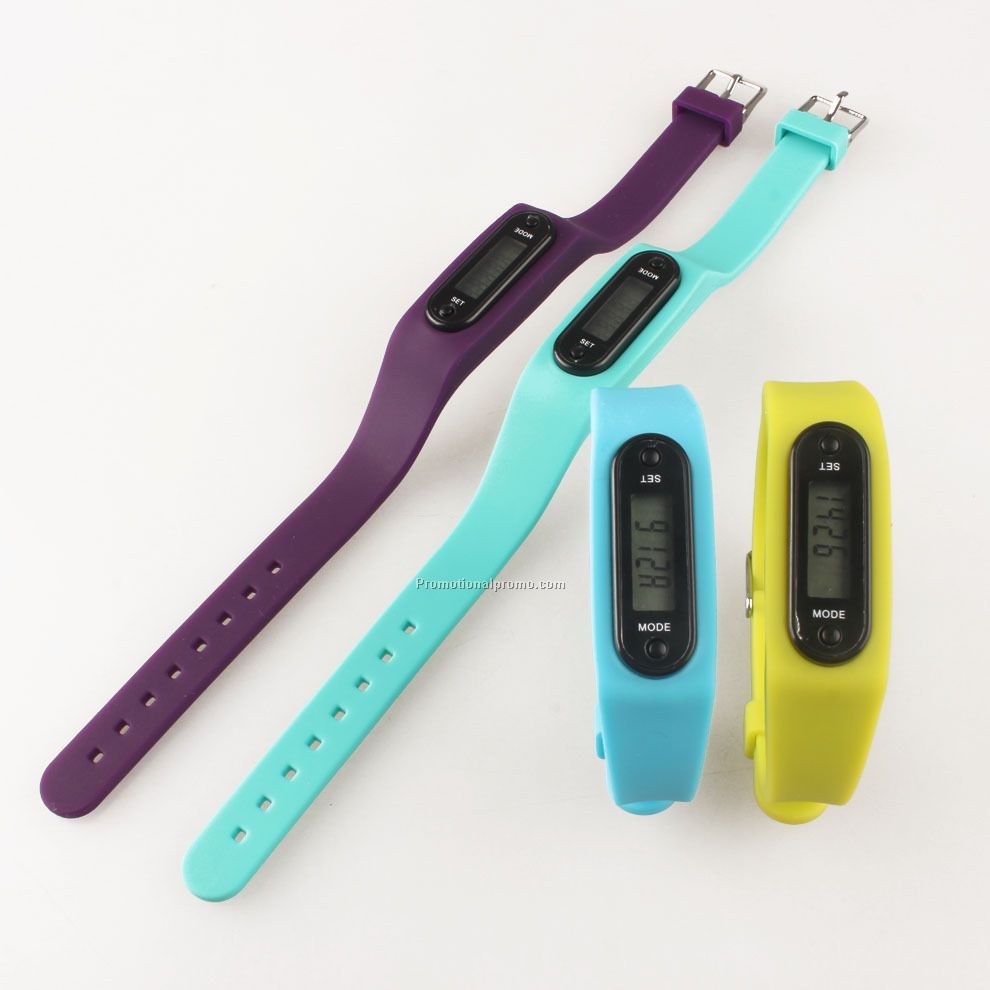 Sport Outdoor printed silicone wristband pedometer for promotional gifts