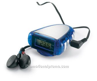 Pedometer with FM scan radio