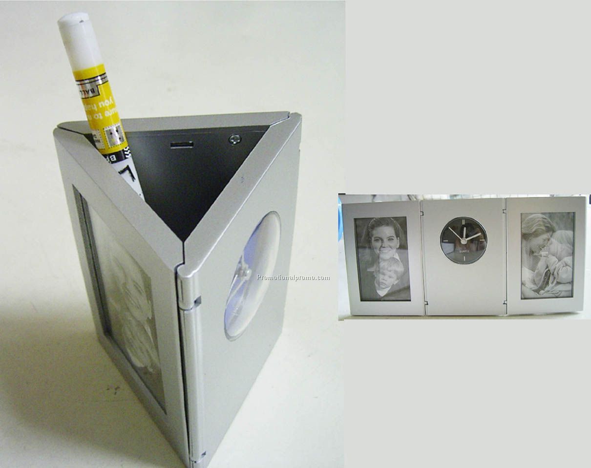 Folding pen holder with calender