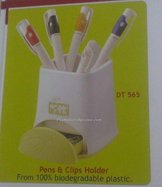 Biodegradable Plastic Pens and Clips Holder