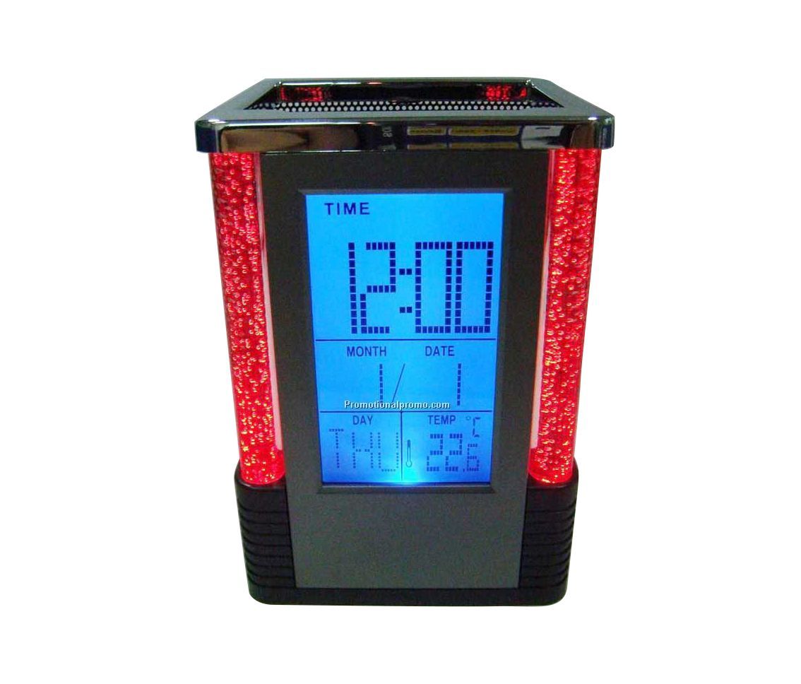 Penholder with digital clock
