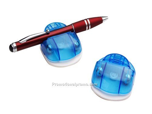 Plastic pen holder with adhesive on the back