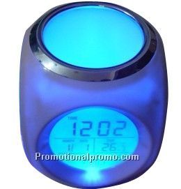 Pen holder with colorfull lght, calander, clock and thermometer