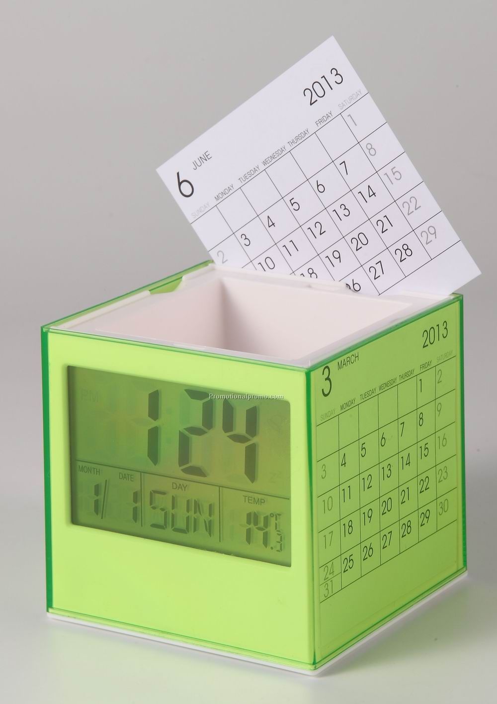Pen holder with clock