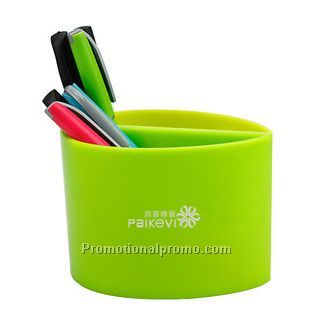 green foliage shape  plastic pen holder