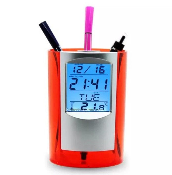 Promotional pen & pencil holder with calendar