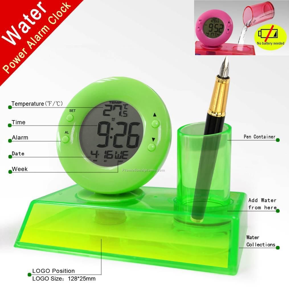 Water powered alarm clock