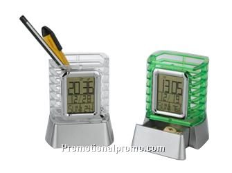 drawer pen holder with clock, office supplies pen holder, acrylic pen holder luxury stationery