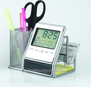 Spot supply calendar temperature display alarm clock pen holder organizer